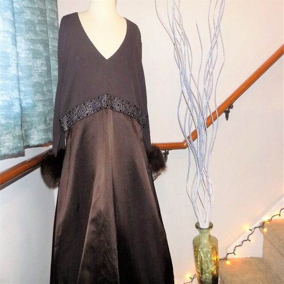 NWT VICTORIA ROYAL by Mary Bays Vintage Dress Evening Brown Gown Plus Size 18 - Picture 10 of 10